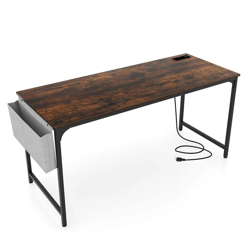 Costway Bureau d'ordinateur moderne de 60" avec station de charge et rangement