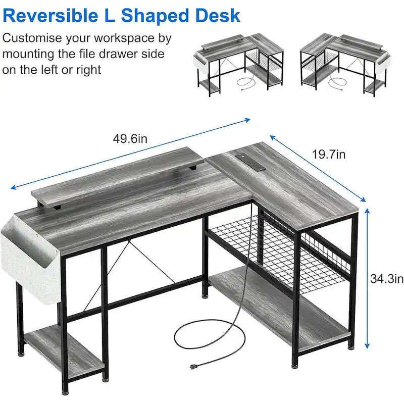Petit bureau de gaming avec prises électriques