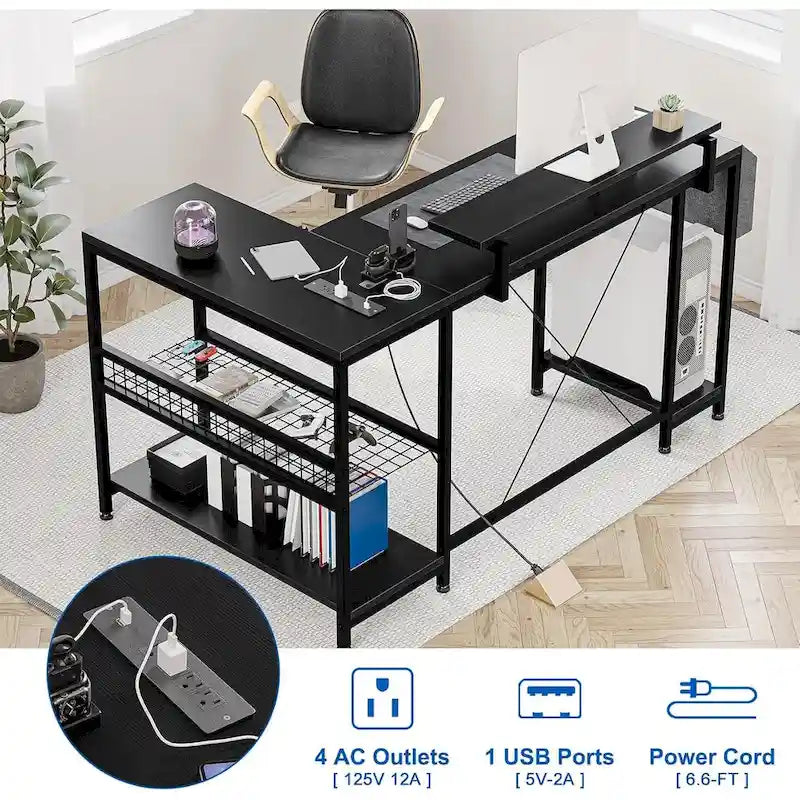 Petit bureau de gaming avec prises électriques