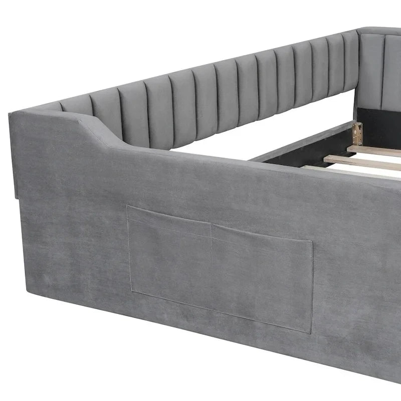 Lit de repos rembourré pleine taille XL avec pochette de rangement latérale