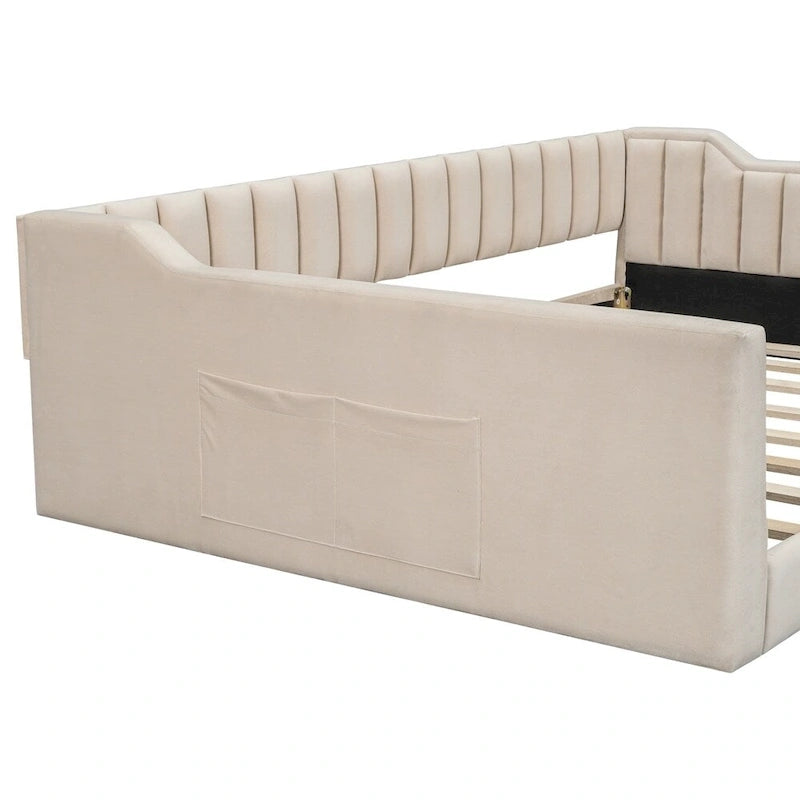 Lit de repos rembourré pleine taille XL avec pochette de rangement latérale