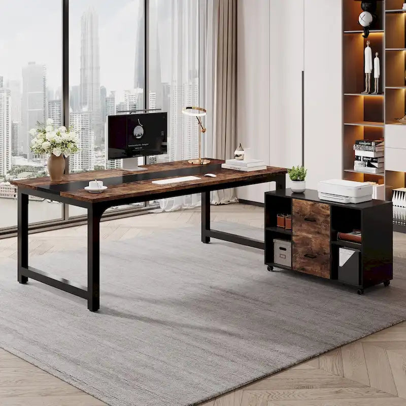 Ensemble de bureau de direction 63 po avec classeur latéral 40 po pour bureau à domicile