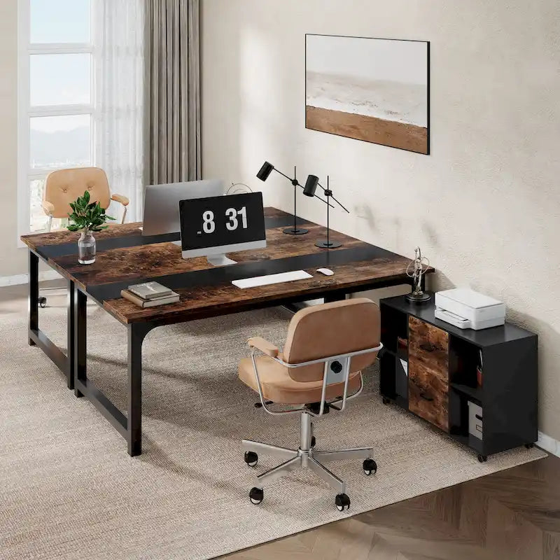 Ensemble de bureau de direction 63 po avec classeur latéral 40 po pour bureau à domicile