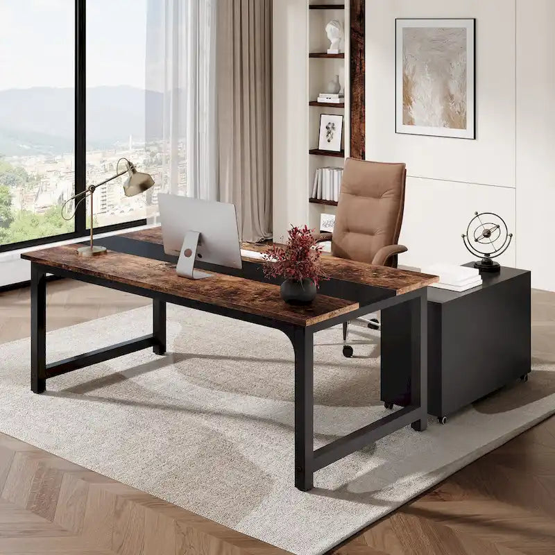 Ensemble de bureau de direction 63 po avec classeur latéral 40 po pour bureau à domicile