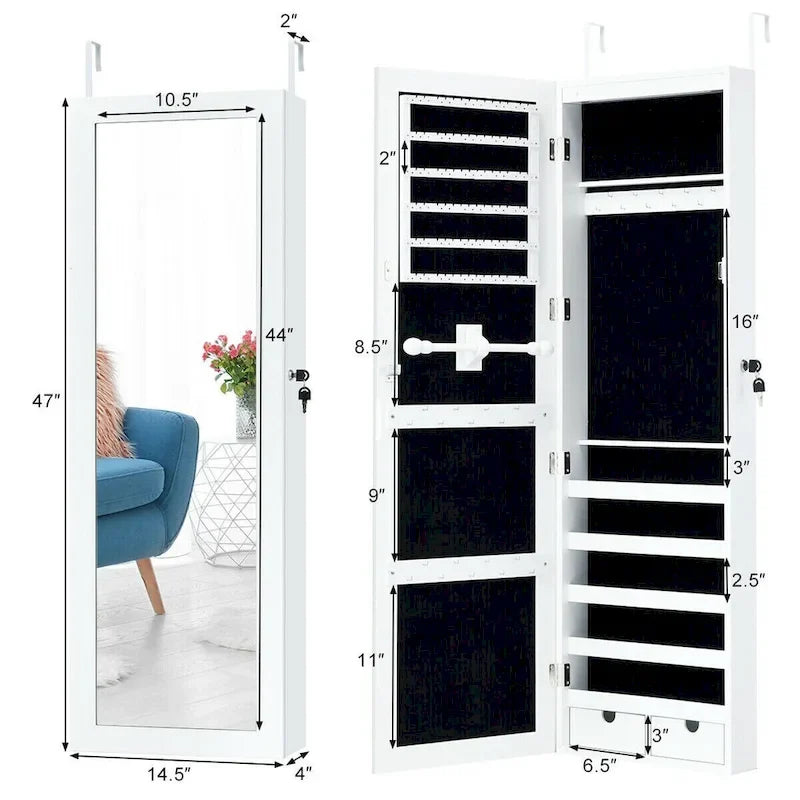 Costway Armoire à bijoux murale avec miroir et lumières LED