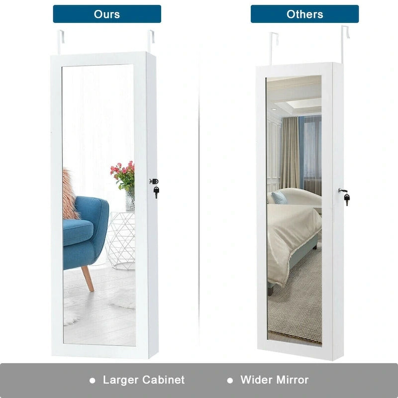 Costway Armoire à bijoux murale avec miroir et lumières LED