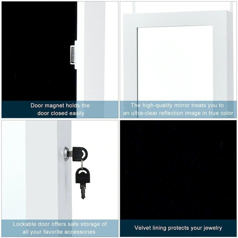 Costway Armoire à bijoux murale avec miroir et lumières LED