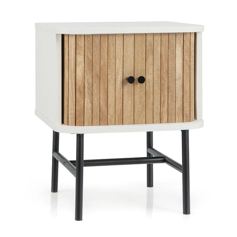 Table de Chevet Costway avec Porte Coulissante, Table d'Appoint de Rangement Moderne du Milieu du Siècle