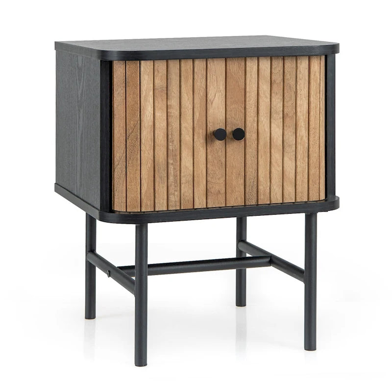 Table de Chevet Costway avec Porte Coulissante, Table d'Appoint de Rangement Moderne du Milieu du Siècle