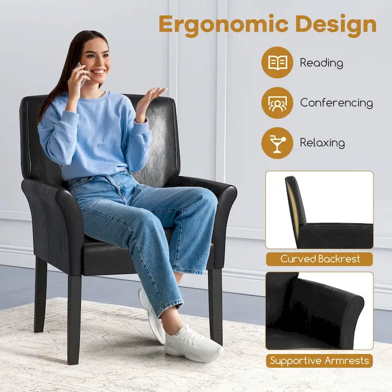 Fauteuil de bureau en cuir PU Costway pour visiteurs/réception - Voir les détails
