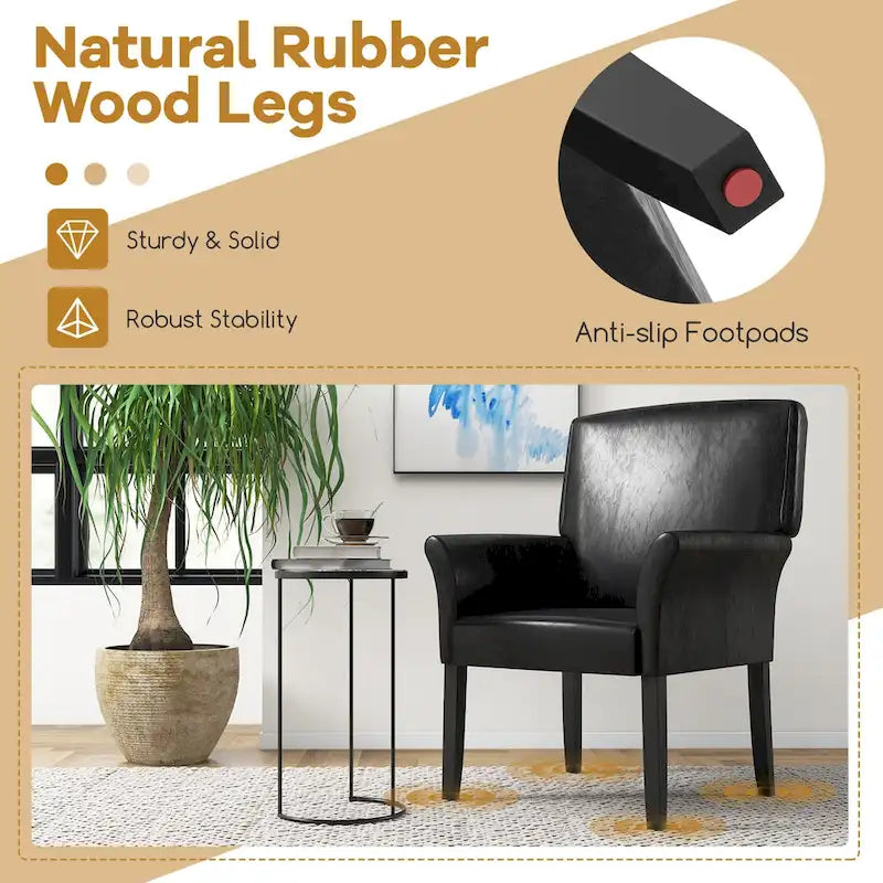 Fauteuil de bureau en cuir PU Costway pour visiteurs/réception - Voir les détails