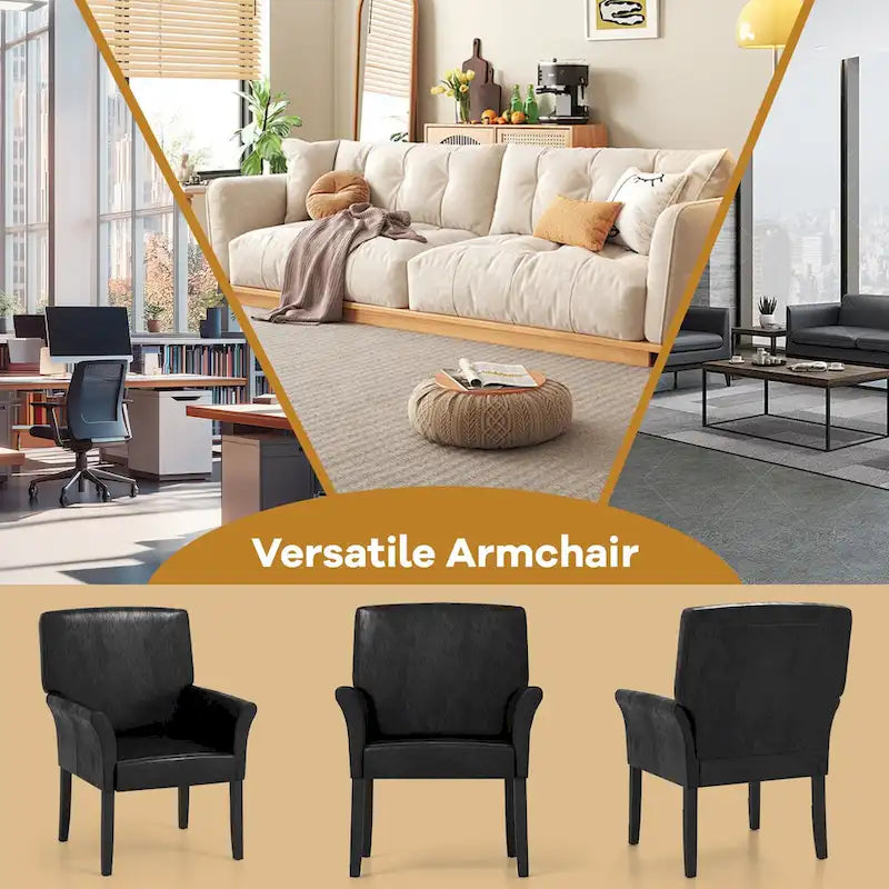 Fauteuil de bureau en cuir PU Costway pour visiteurs/réception - Voir les détails