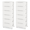 Costway Lot de 2 chariots de rangement à roulettes en plastique à 7 tiroirs avec 4 roulettes universelles - Voir détails