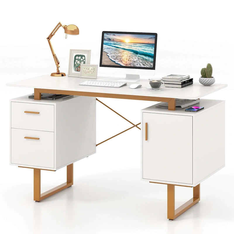 Bureau d'ordinateur Costway 51 avec plateau flottant et deux tiroirs