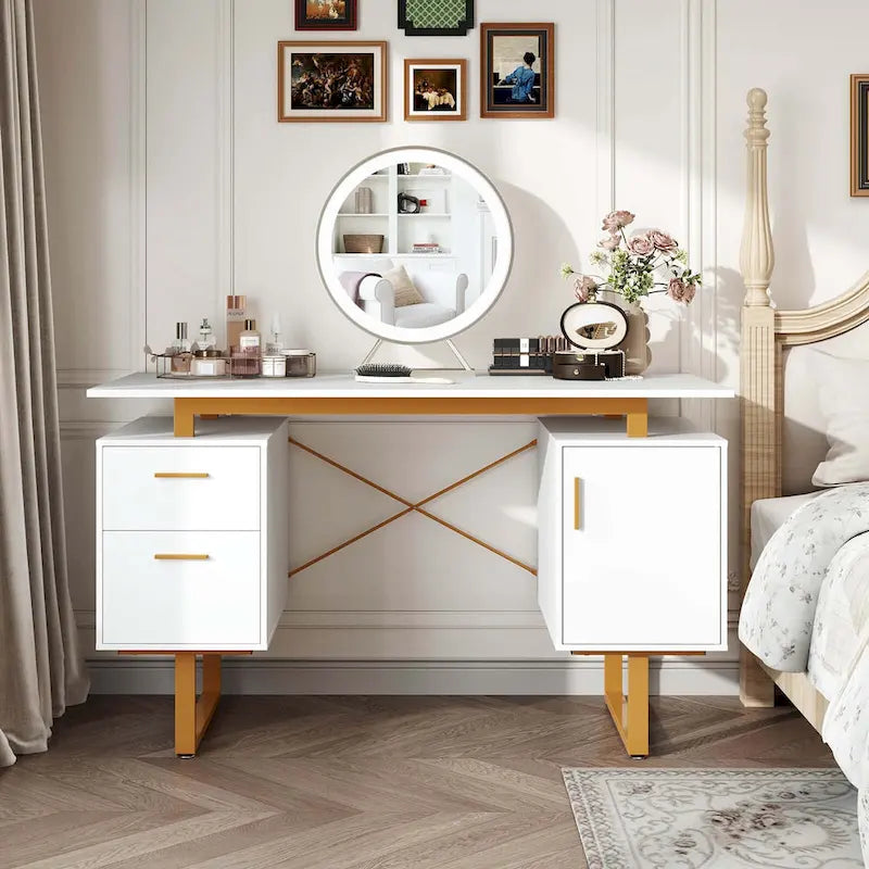 Bureau d'ordinateur Costway 51 avec plateau flottant et deux tiroirs