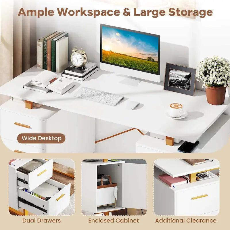 Bureau d'ordinateur Costway 51 avec plateau flottant et deux tiroirs