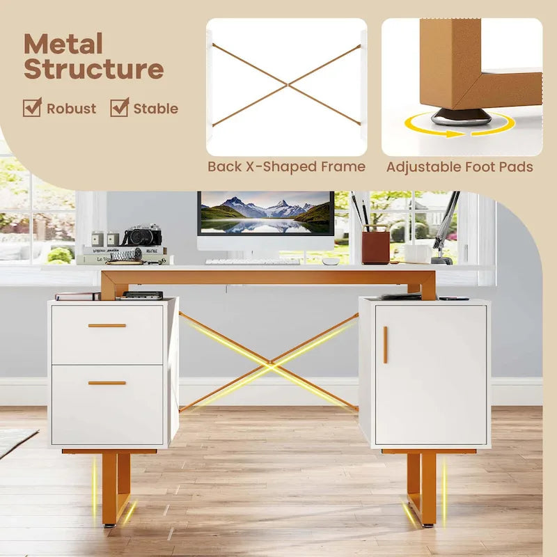 Bureau d'ordinateur Costway 51 avec plateau flottant et deux tiroirs