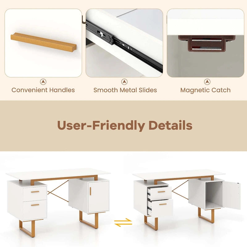 Bureau d'ordinateur Costway 51 avec plateau flottant et deux tiroirs