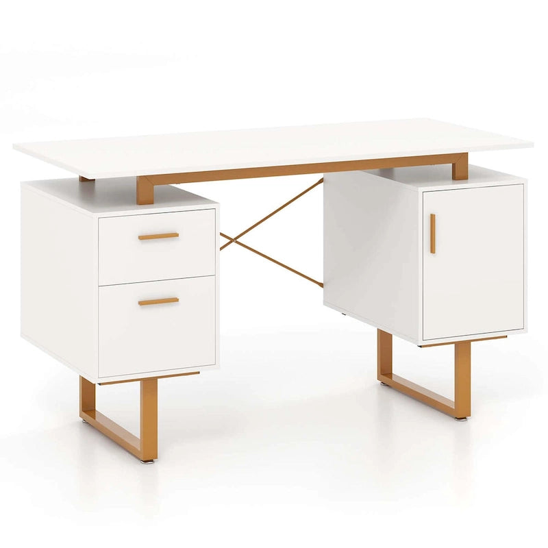 Bureau d'ordinateur Costway 51 avec plateau flottant et deux tiroirs