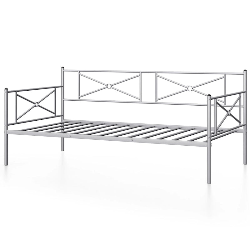 Cadre de lit de repos en métal Costway, taille double, avec lattes de soutien pour matelas