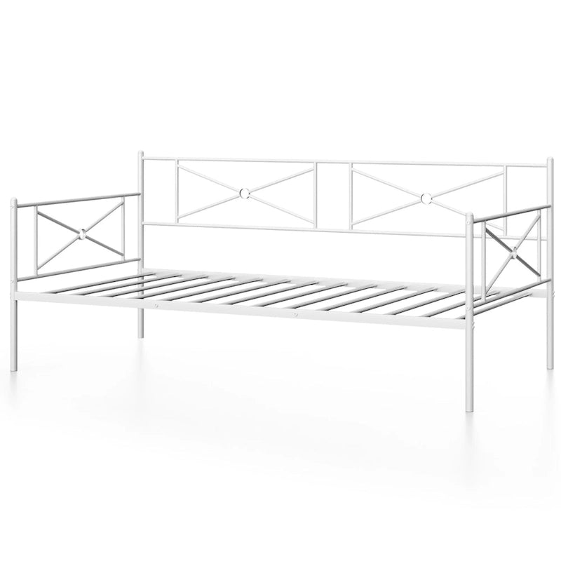 Cadre de lit de repos en métal Costway, taille double, avec lattes de soutien pour matelas