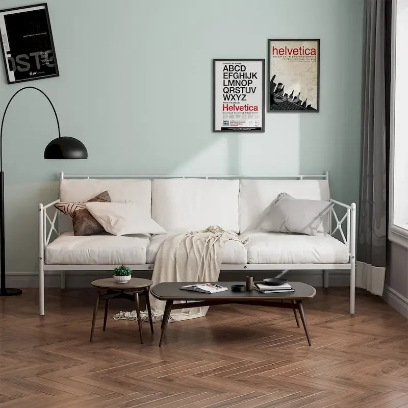 Cadre de lit de repos en métal Costway, taille double, avec lattes de soutien pour matelas