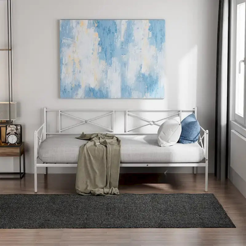 Cadre de lit de repos en métal Costway, taille double, avec lattes de soutien pour matelas