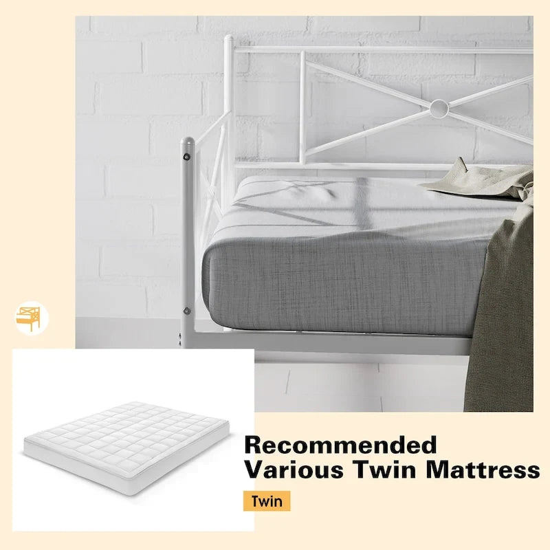 Cadre de lit de repos en métal Costway, taille double, avec lattes de soutien pour matelas