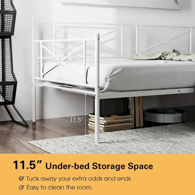 Cadre de lit de repos en métal Costway, taille double, avec lattes de soutien pour matelas