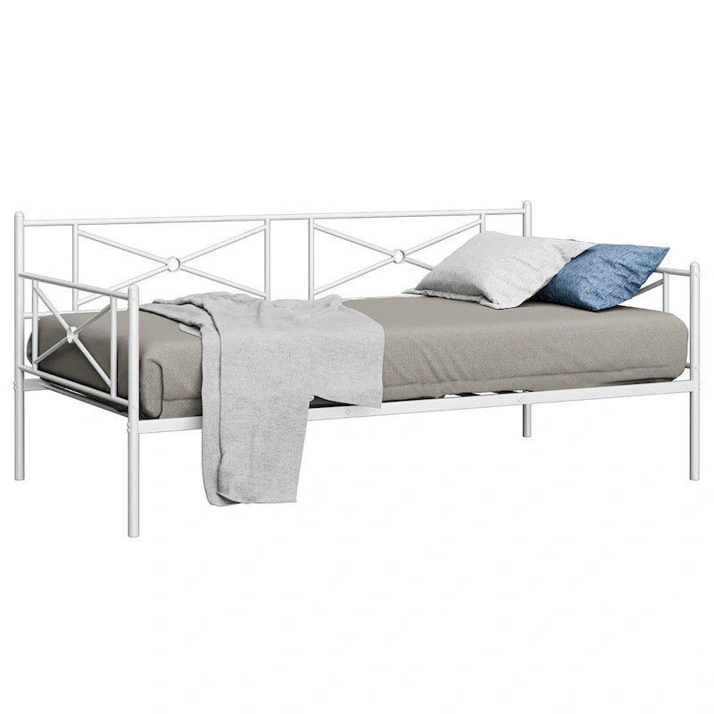Cadre de lit de repos en métal Costway, taille double, avec lattes de soutien pour matelas