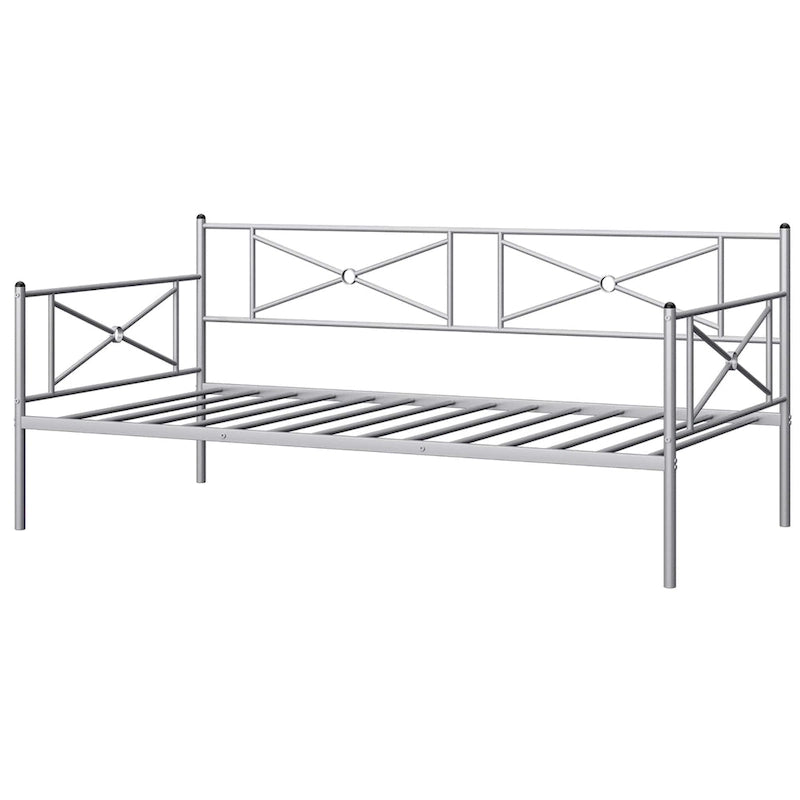 Cadre de lit de repos en métal Costway, taille double, avec lattes de soutien pour matelas