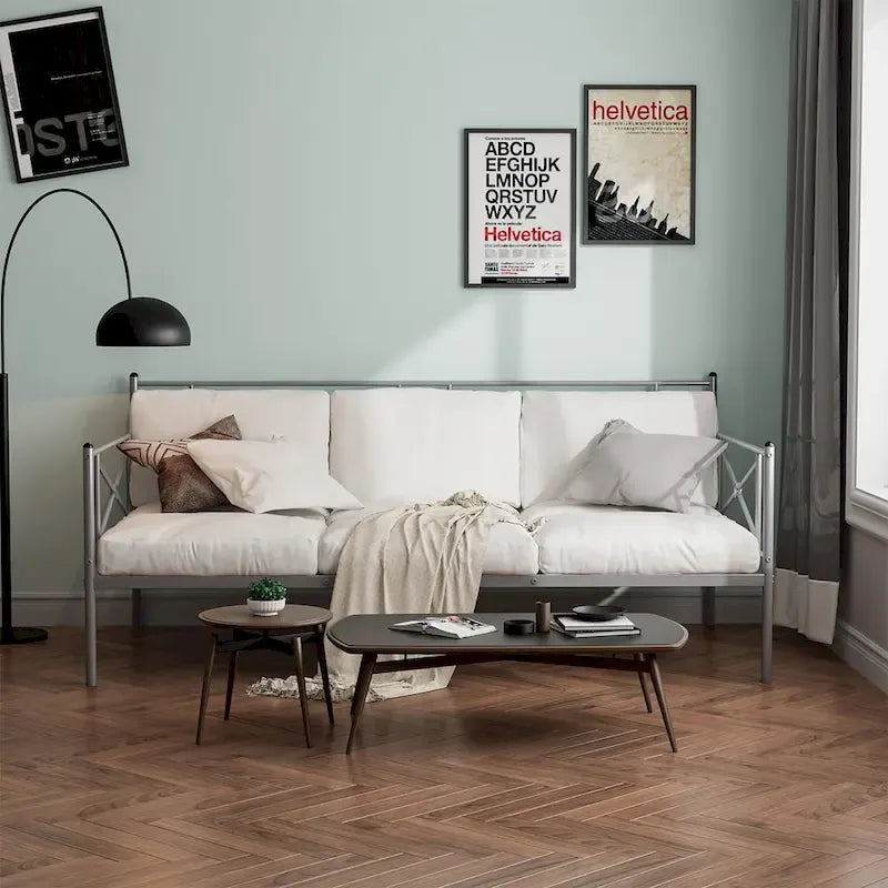 Cadre de lit de repos en métal Costway, taille double, avec lattes de soutien pour matelas