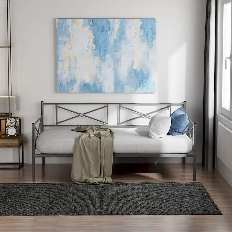 Cadre de lit de repos en métal Costway, taille double, avec lattes de soutien pour matelas