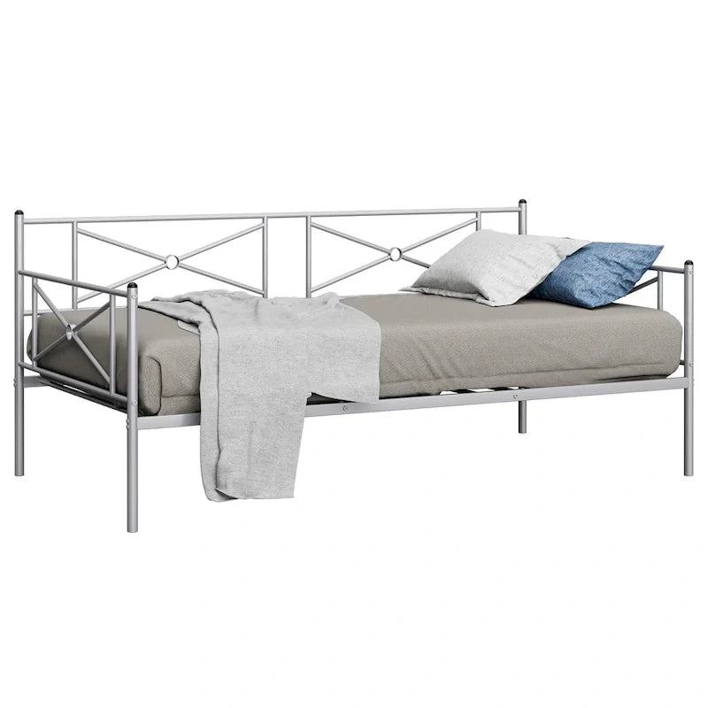Cadre de lit de repos en métal Costway, taille double, avec lattes de soutien pour matelas