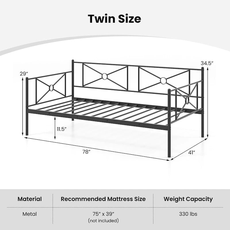 Cadre de lit de repos en métal Costway, taille double, avec lattes de soutien pour matelas