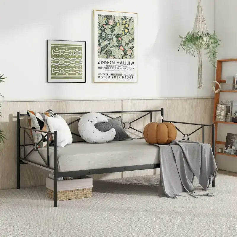 Cadre de lit de repos en métal Costway, taille double, avec lattes de soutien pour matelas