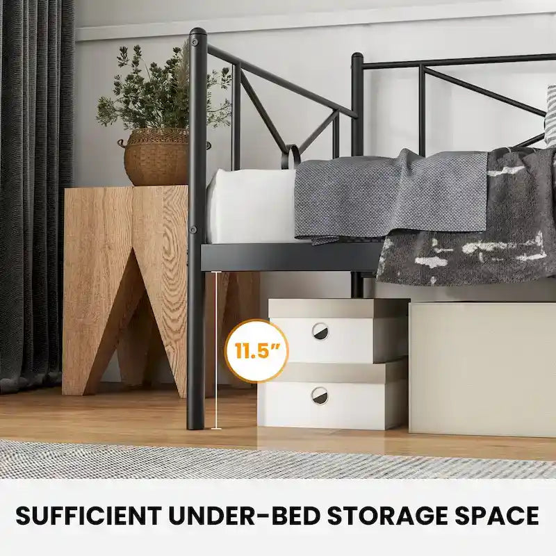 Cadre de lit de repos en métal Costway, taille double, avec lattes de soutien pour matelas