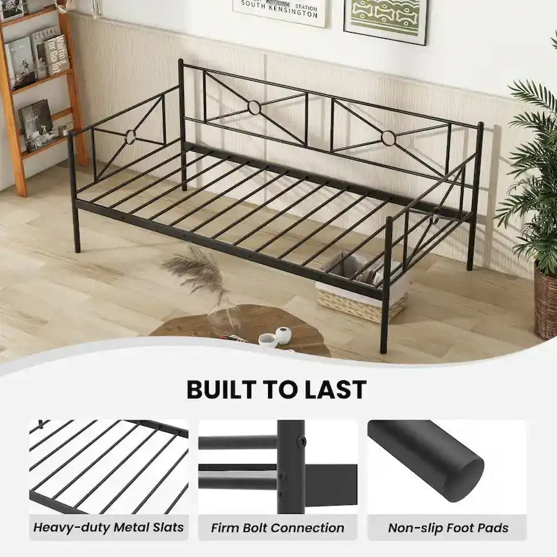Cadre de lit de repos en métal Costway, taille double, avec lattes de soutien pour matelas