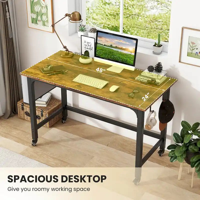 Costway Bureau informatique roulant 1/2/4 pièces, cadre métallique, table pour PC portable