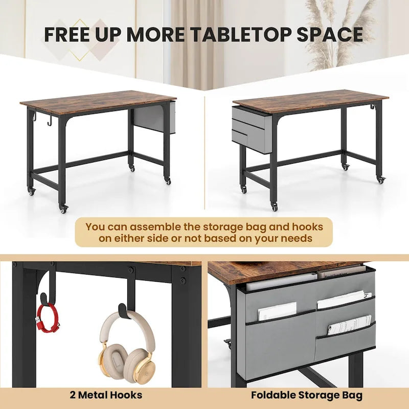 Costway Bureau informatique roulant 1/2/4 pièces, cadre métallique, table pour PC portable