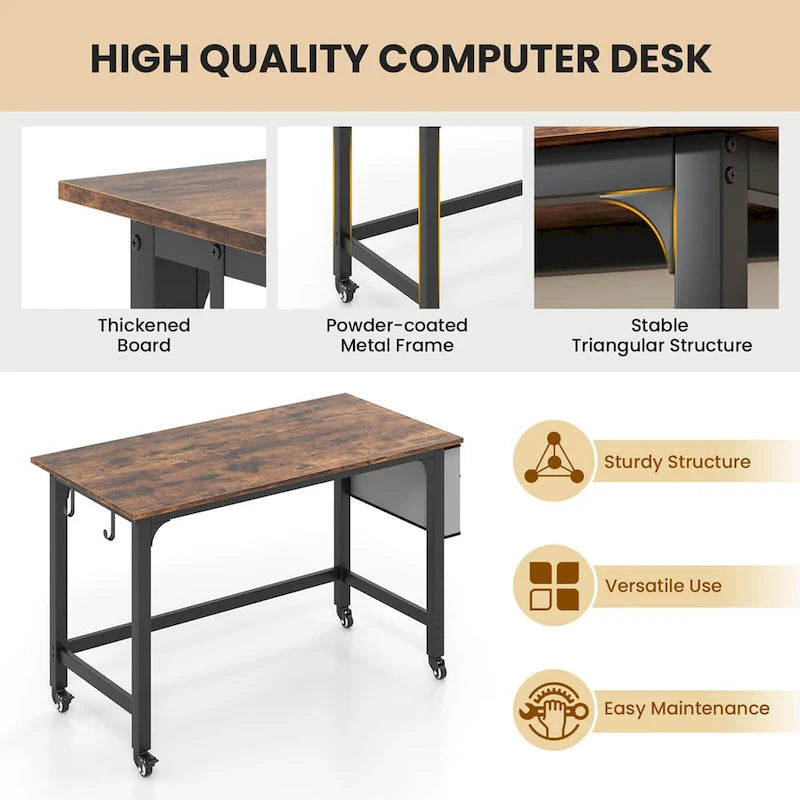 Costway Bureau informatique roulant 1/2/4 pièces, cadre métallique, table pour PC portable
