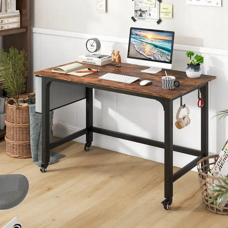Costway Bureau informatique roulant 1/2/4 pièces, cadre métallique, table pour PC portable