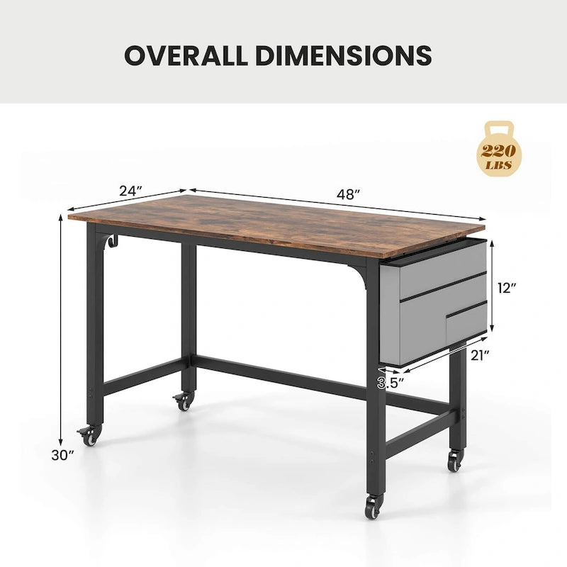 Costway Bureau informatique roulant 1/2/4 pièces, cadre métallique, table pour PC portable