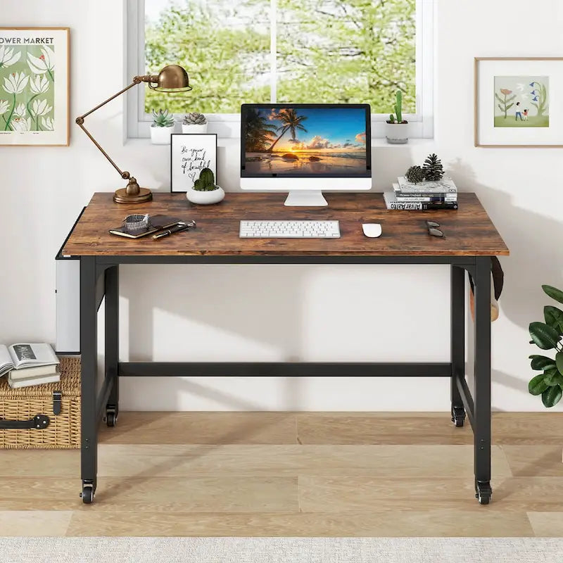 Costway Bureau informatique roulant 1/2/4 pièces, cadre métallique, table pour PC portable