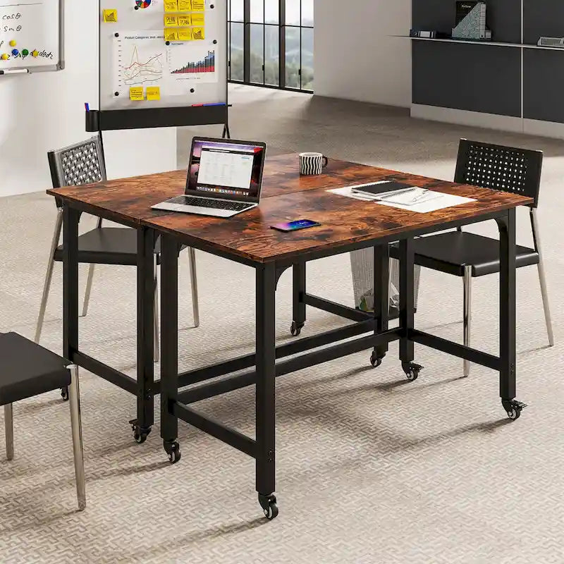 Costway Bureau informatique roulant 1/2/4 pièces, cadre métallique, table pour PC portable