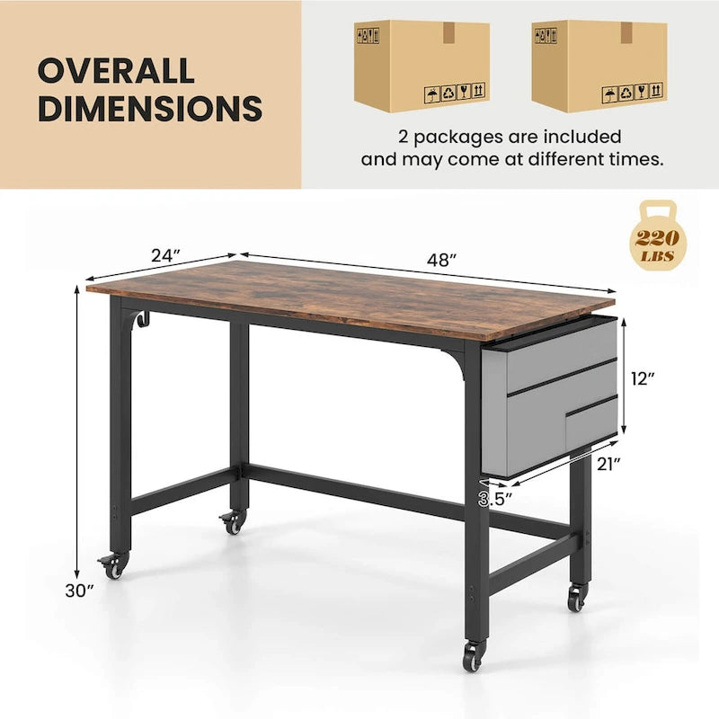 Costway Bureau informatique roulant 1/2/4 pièces, cadre métallique, table pour PC portable