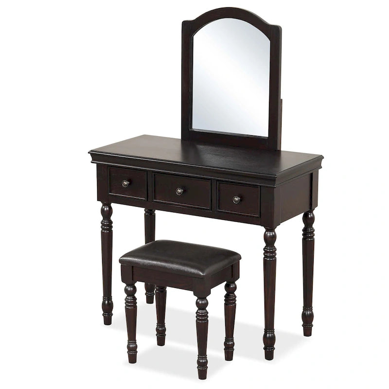 Costway Coiffeuse avec Tabouret Rembourré et 3 Grands Tiroirs - Voir Détails