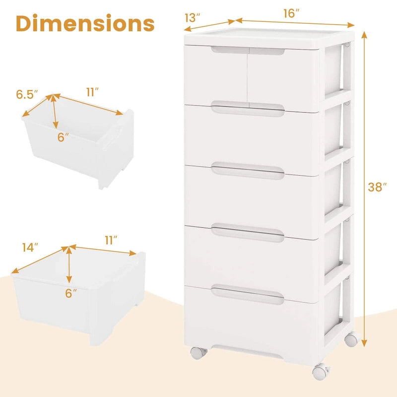 Costway 1 chariot de rangement roulant en plastique à 6 tiroirs avec 4 roues universelles - Voir détails