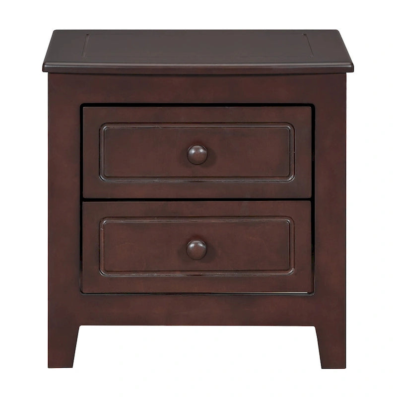 Table de chevet à 2 tiroirs Roomfitters pour chambre à coucher, table de chevet rétro de style milieu de siècle avec design classique