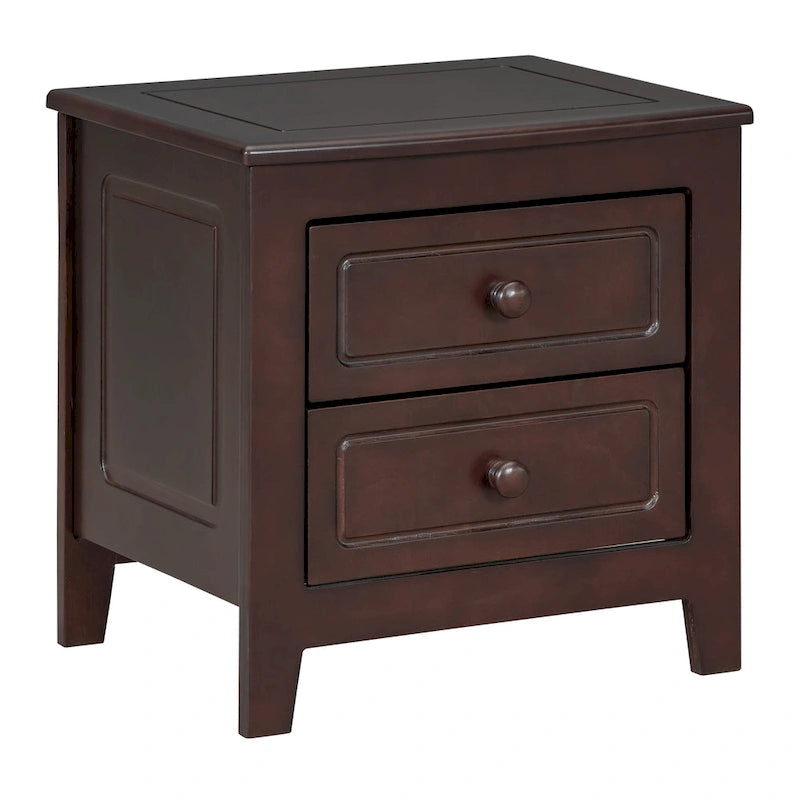 Table de chevet à 2 tiroirs Roomfitters pour chambre à coucher, table de chevet rétro de style milieu de siècle avec design classique
